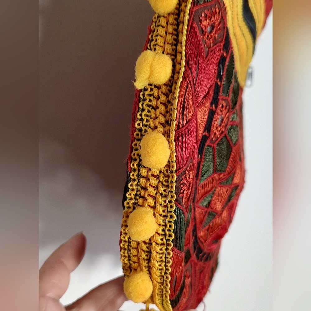 Indian Embroidered Red and Black Women's Embellished Bag - Picture 5 of 13